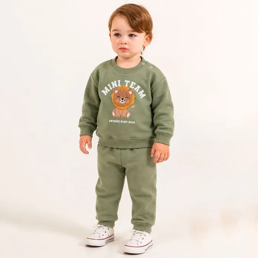Aslan Nakışlı 3 İp Şardonlu Erkek Bebe Takım